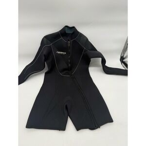 Akona Women's XL Shorty Wetsuit Black Front Zip Neoprene Dive Surf Swim Suit